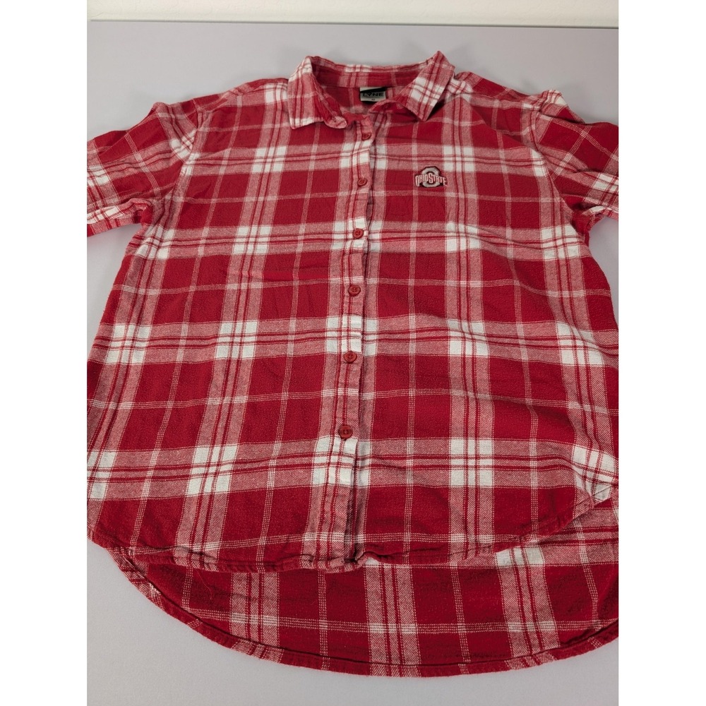 Ohio State Buckeyes Shirt Womens Medium Red NCAA Football UG Apparel Flannel - Picture 9 of 13